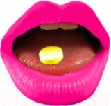Gif animé bouche bleue verte rouge